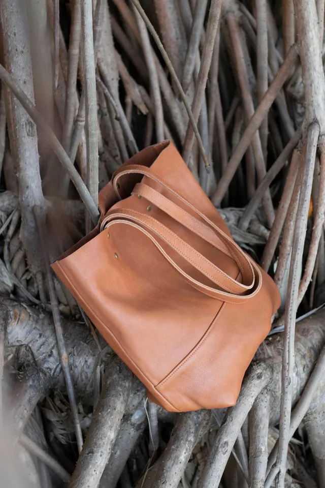 Leather tote bag - Lapacho