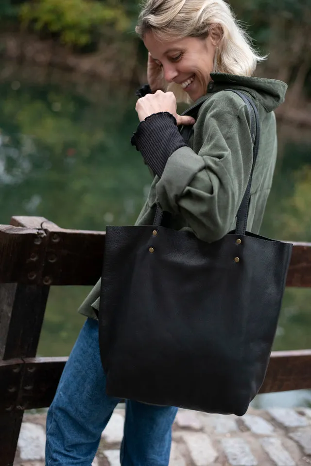 Leather tote bag - Lapacho