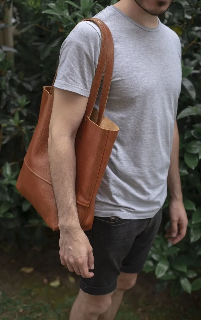 Leather tote bag - Lapacho