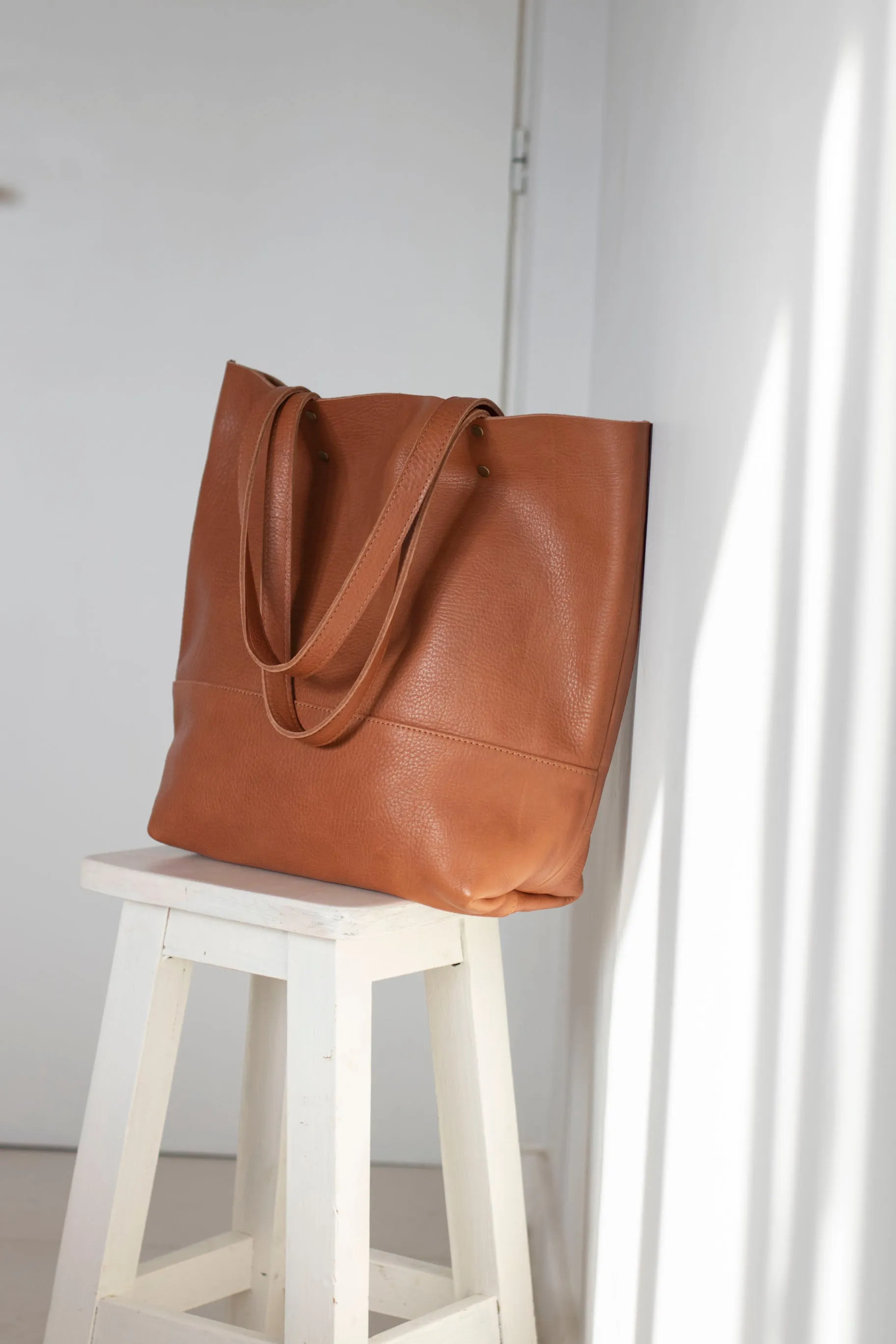 Leather tote bag - Lapacho