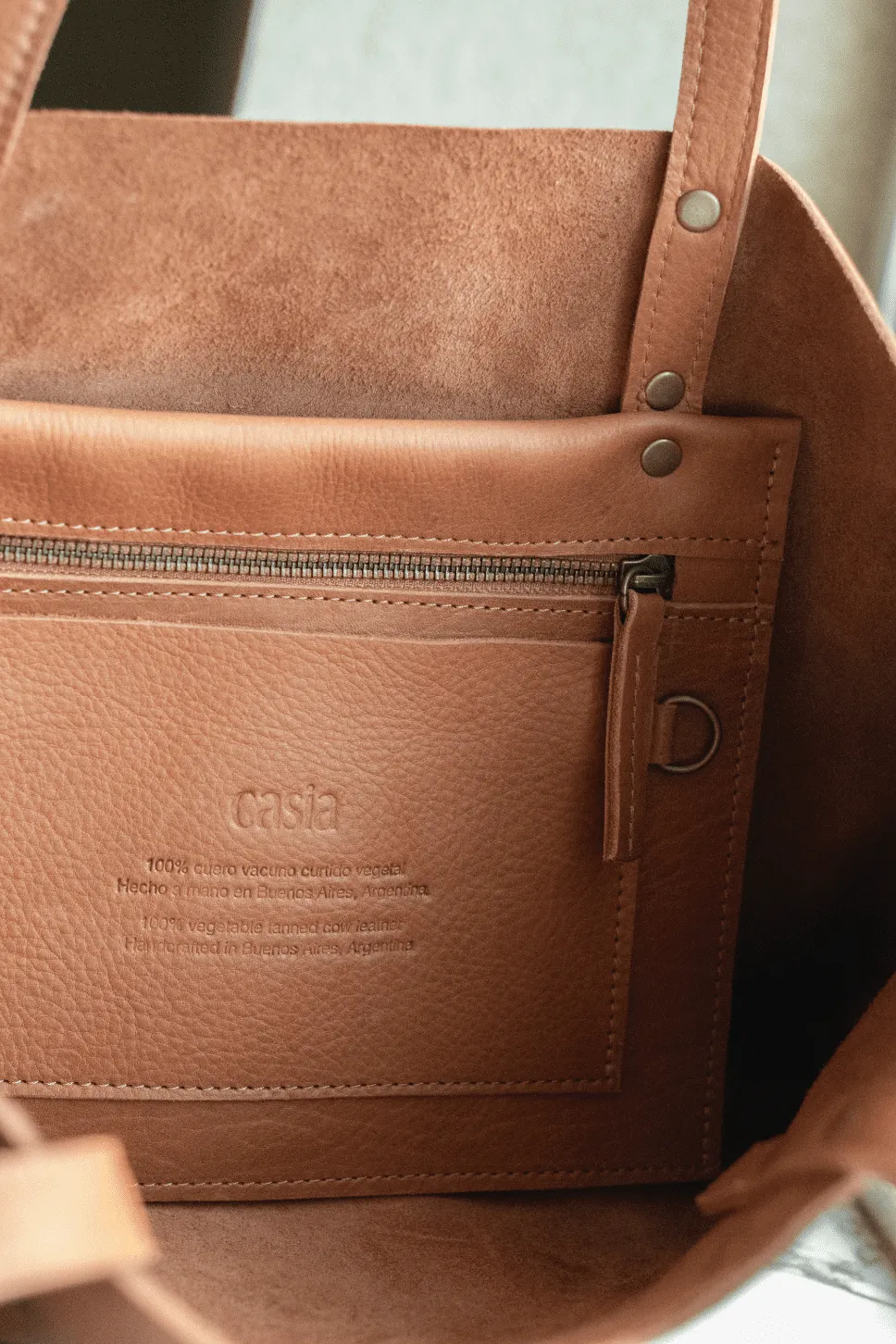 Leather tote bag - Lapacho