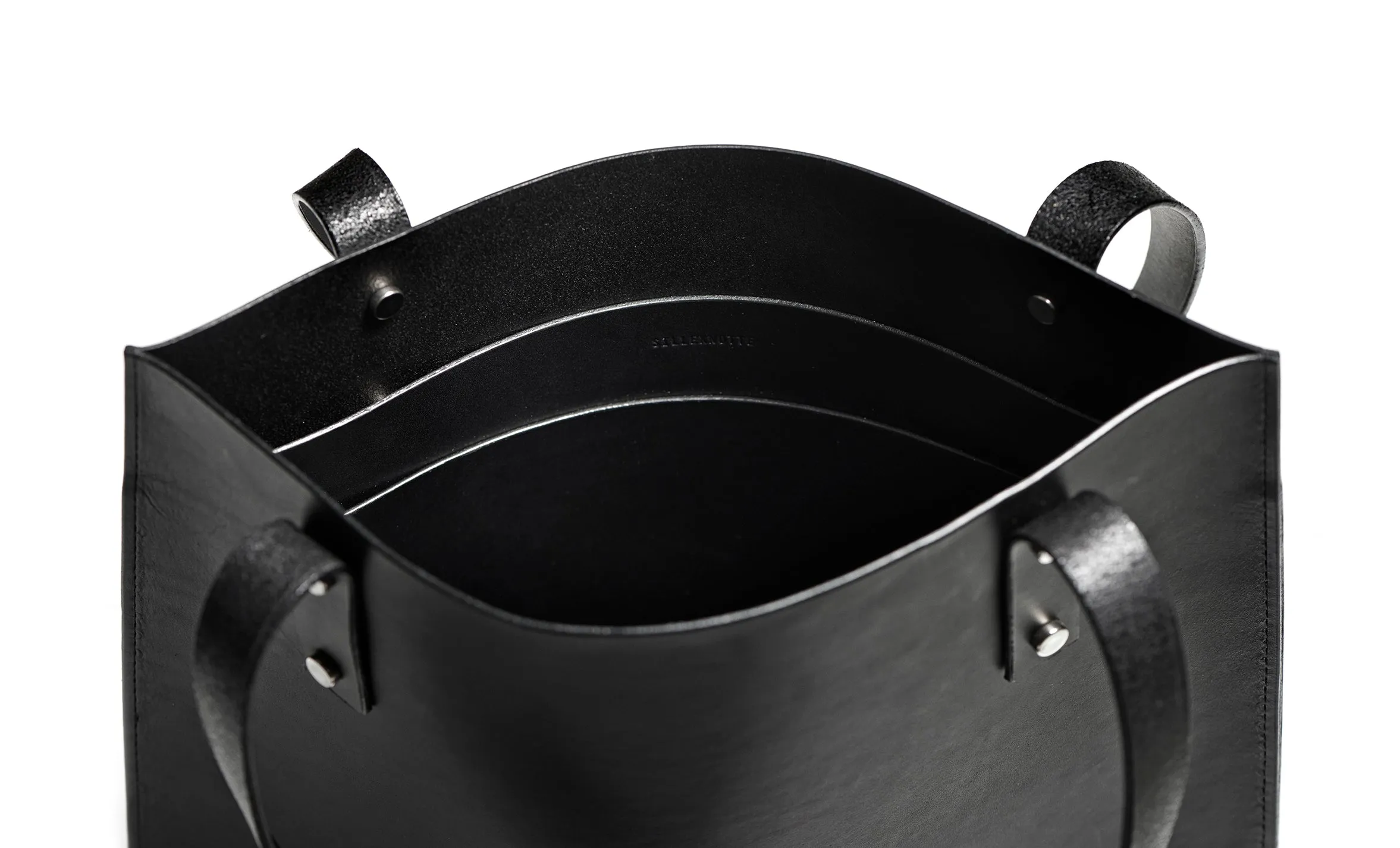 Leather tote: HEBERT kvadrat (black)