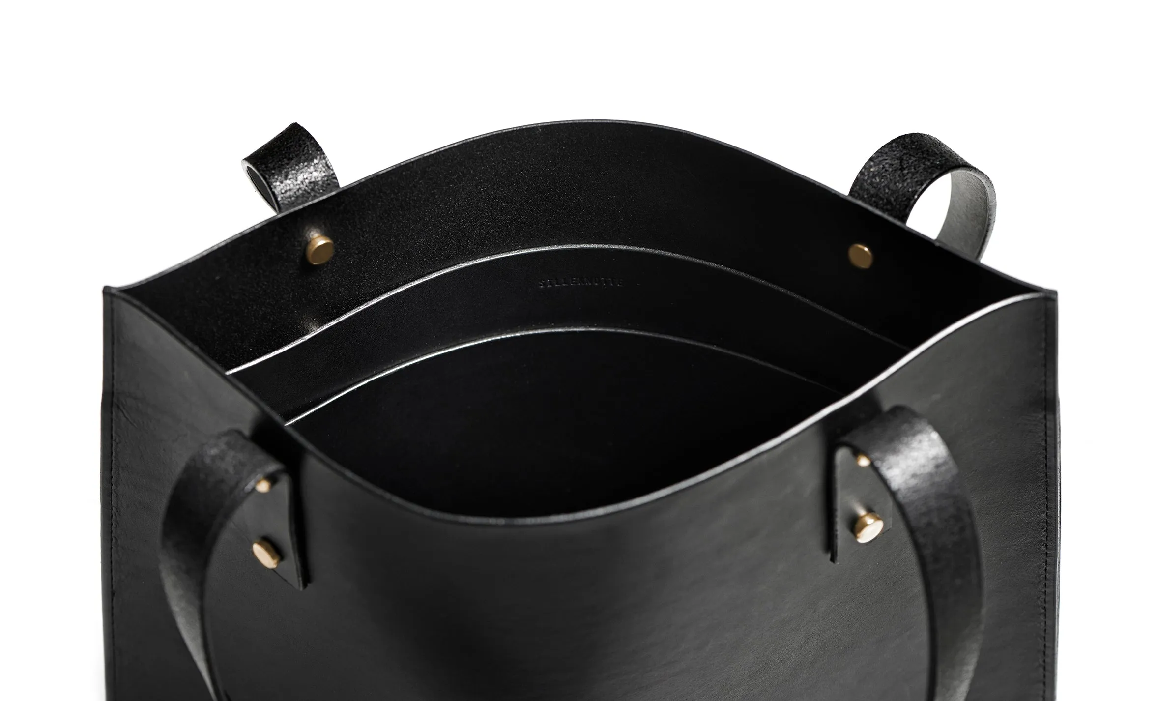 Leather tote: HEBERT kvadrat (black)