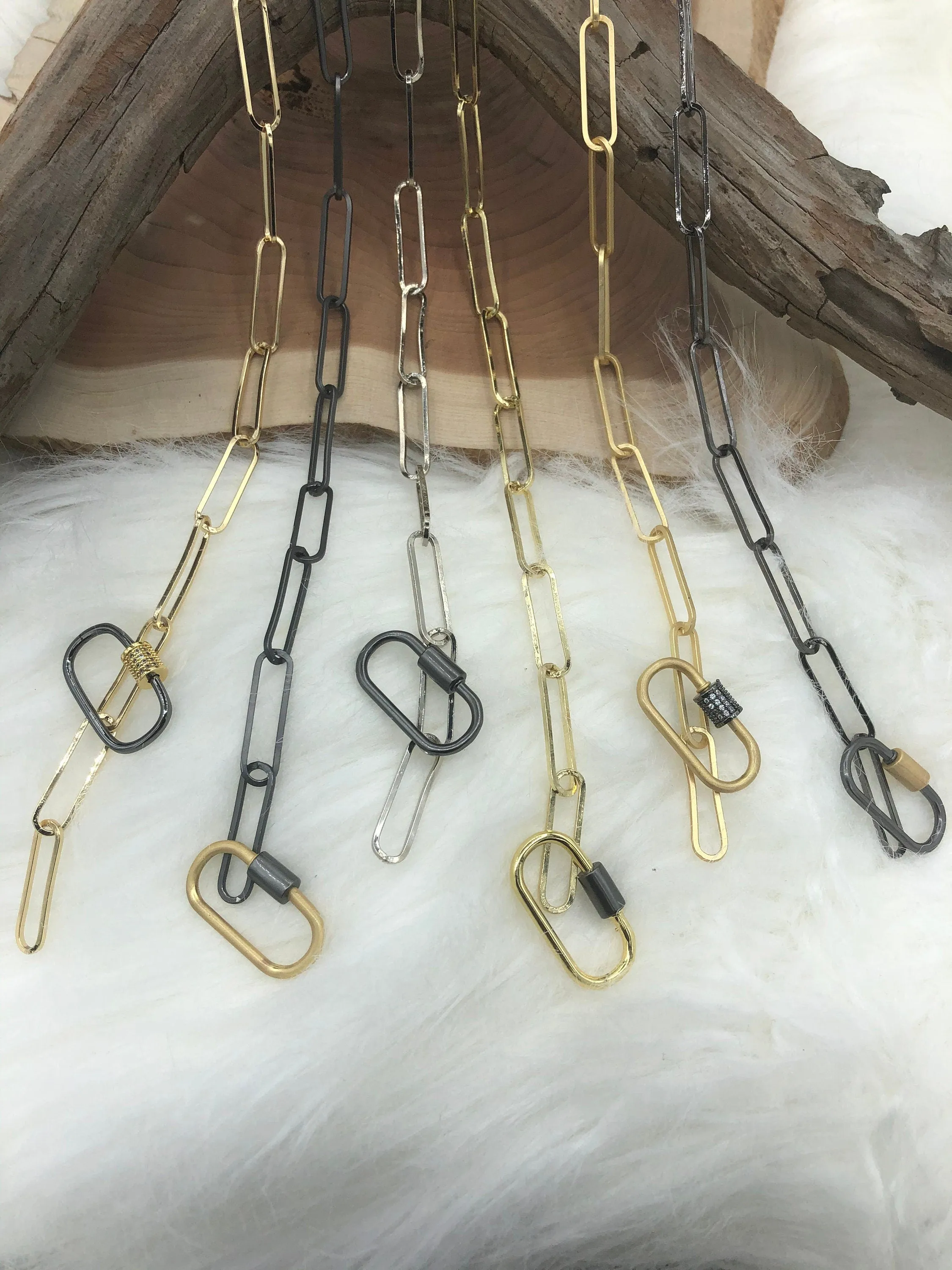 Long Link Paperclip Chain Brass High Quality 6 finishes / Long Skinny Oval Rectangle Paperclip Chain Sold by the foot Electroplated