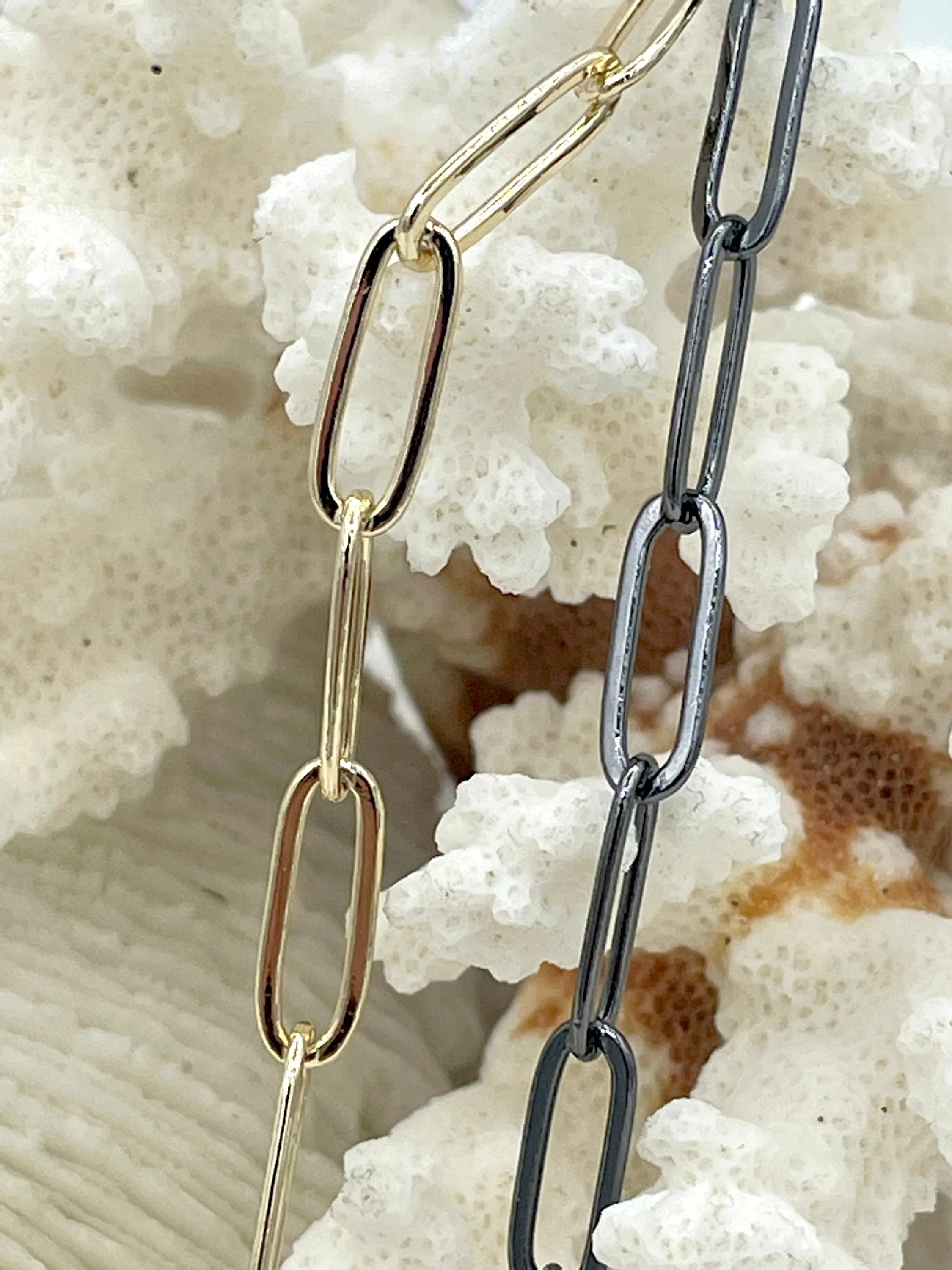 Medium Paperclip Chain Brass High Quality 7 colors Oval Rectangle Paperclip Chain Sold by the foot Electroplated Fast Ship