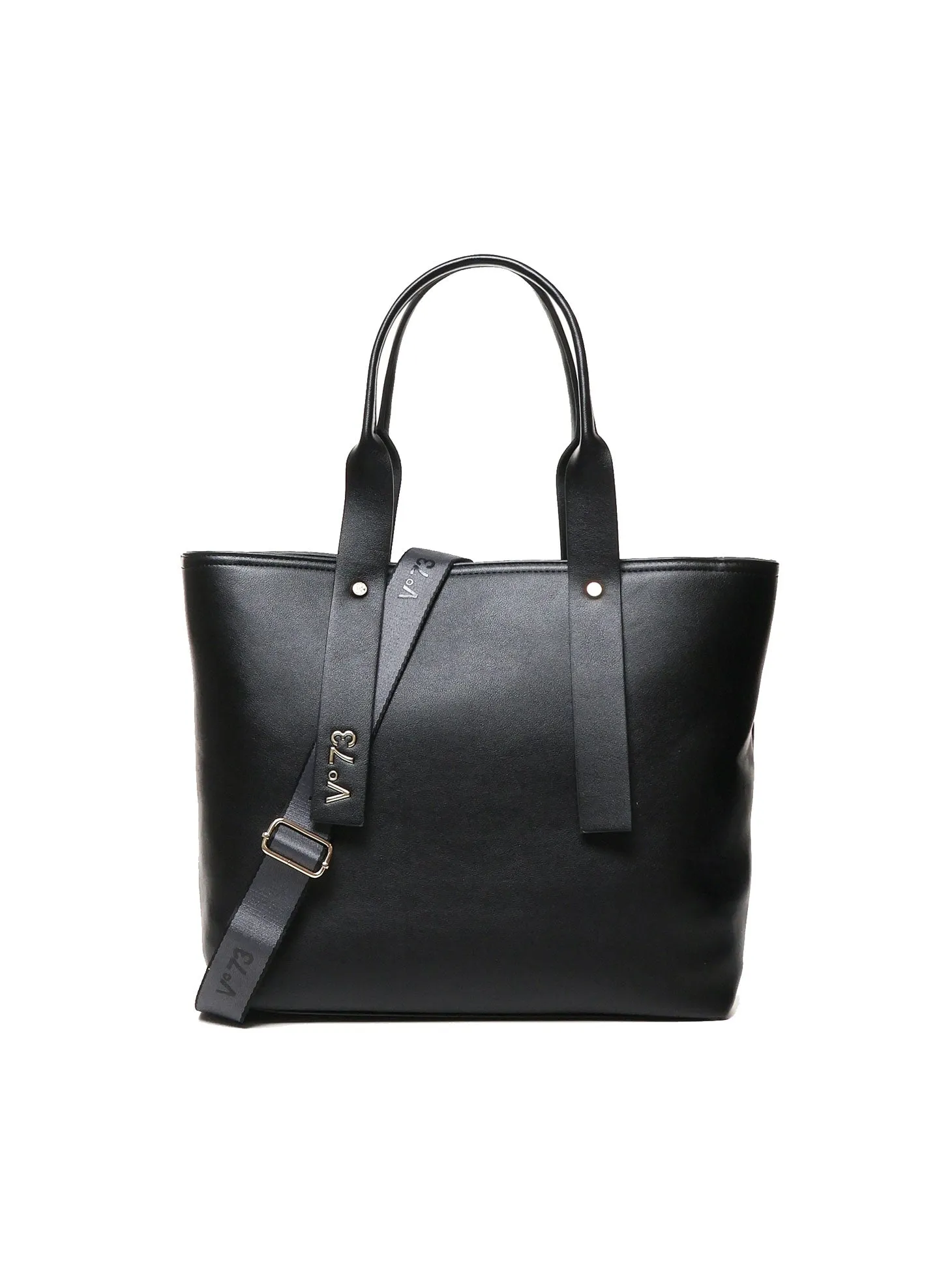 Micrograin Black Shopping Bag with Strap
