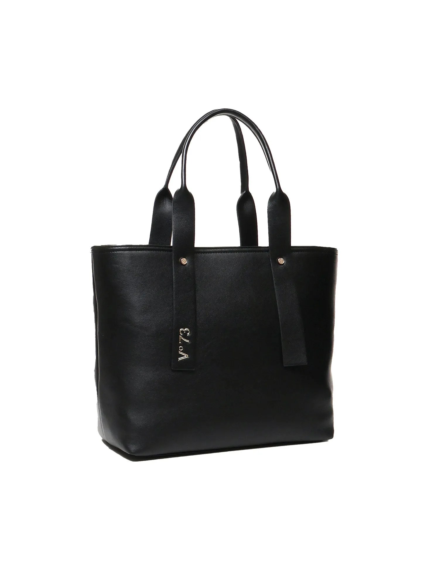 Micrograin Black Shopping Bag with Strap
