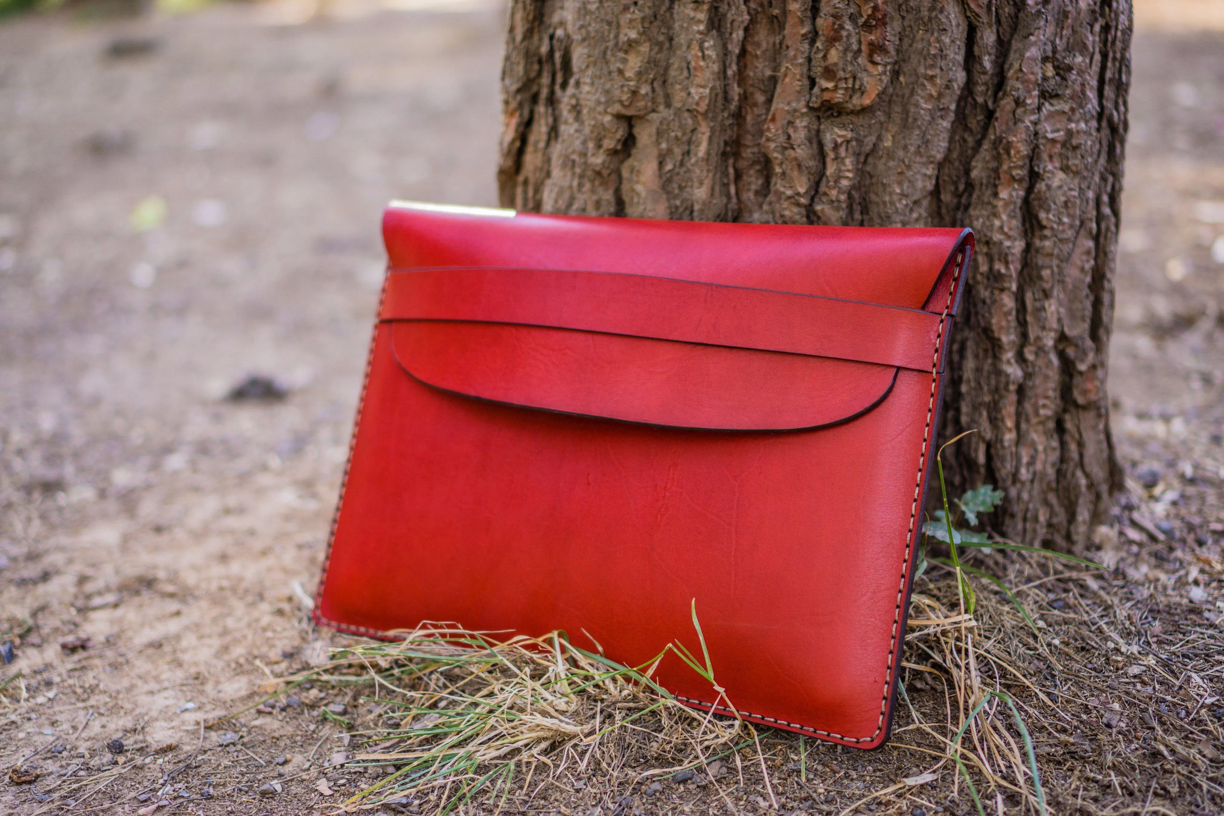 Personalized Leather MacBook Sleeves - Red