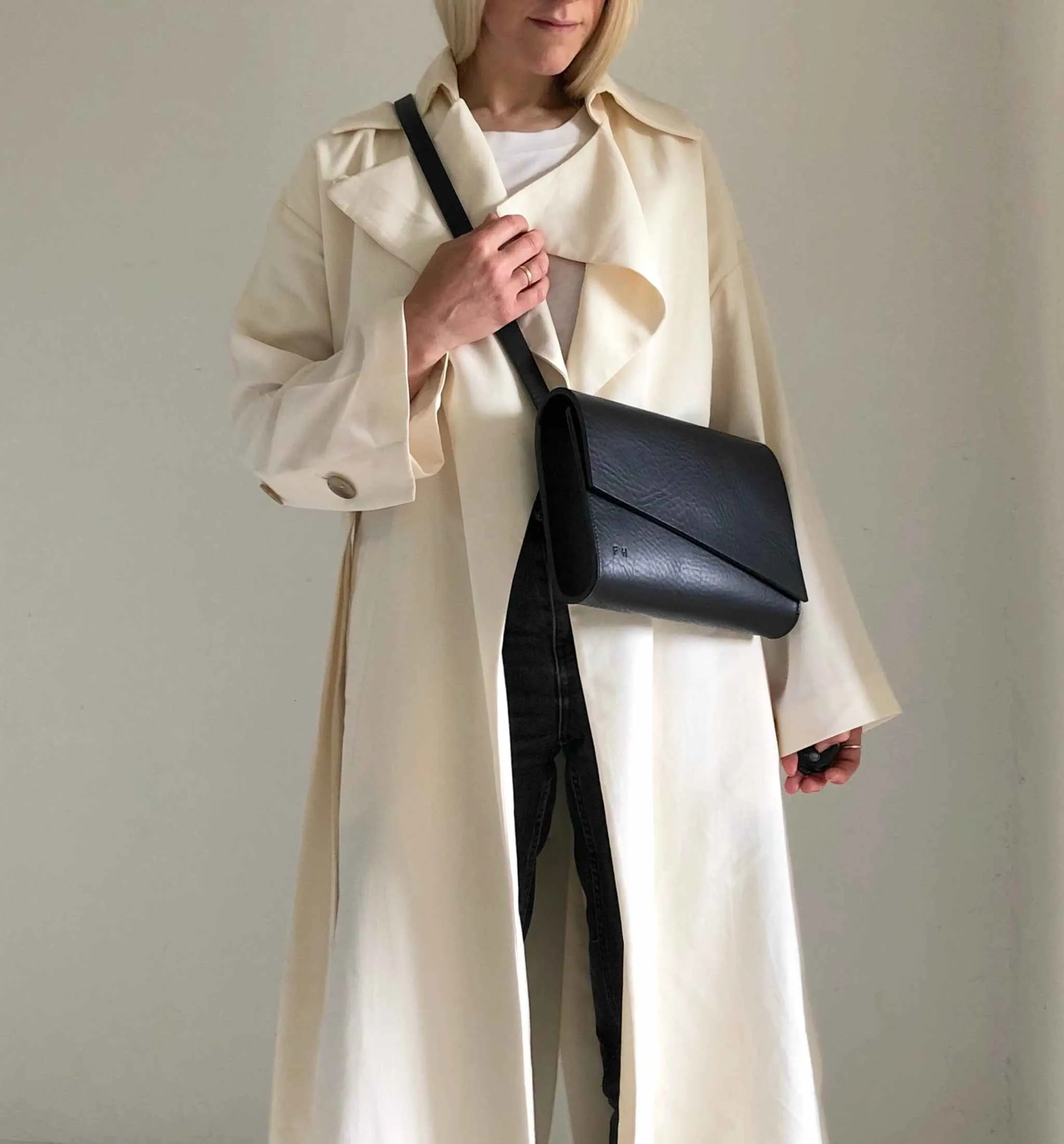 Pioneer Midi Black Leather Crossbody Bag