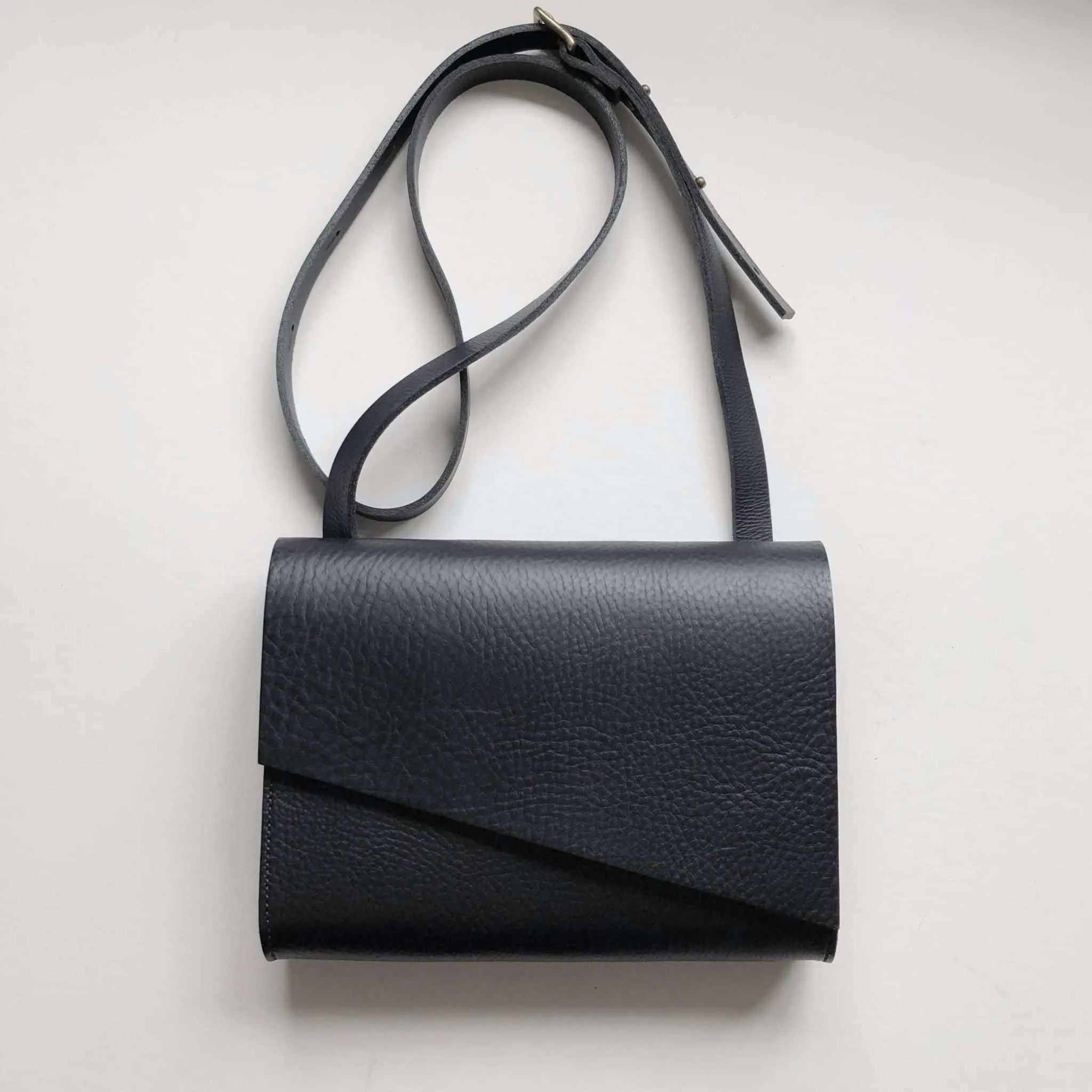 Pioneer Midi Black Leather Crossbody Bag