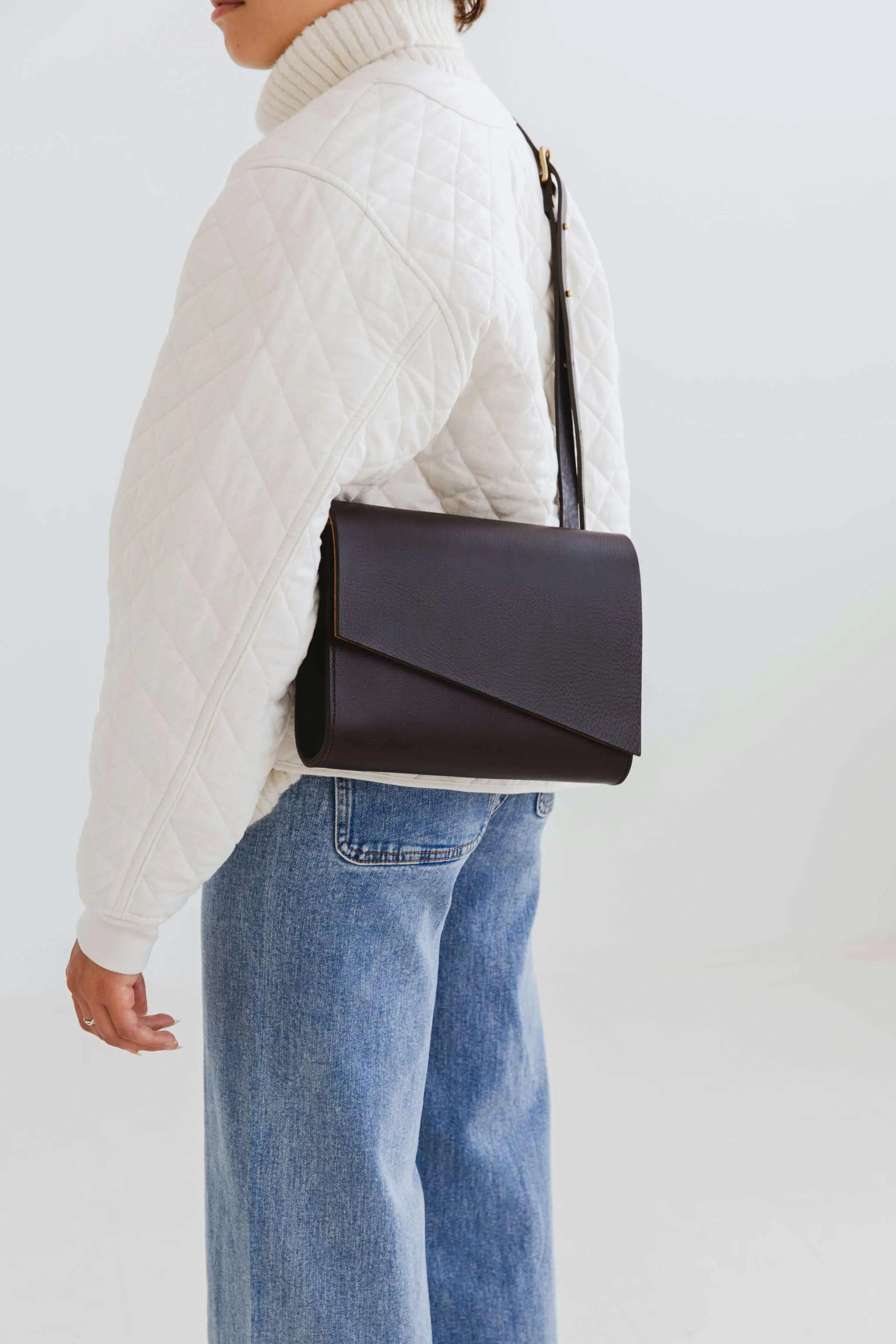 Pioneer Midi Black Leather Crossbody Bag