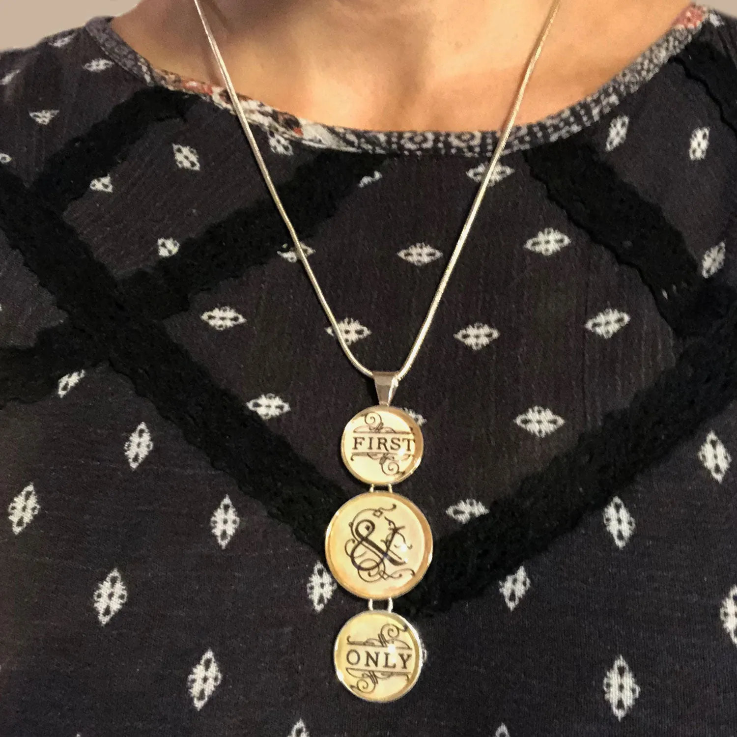 "Faith, Hope, Love – Love Never Fails" 1 Corinthians Scripture Silver-Plated 3-Tiered Pendant Necklace