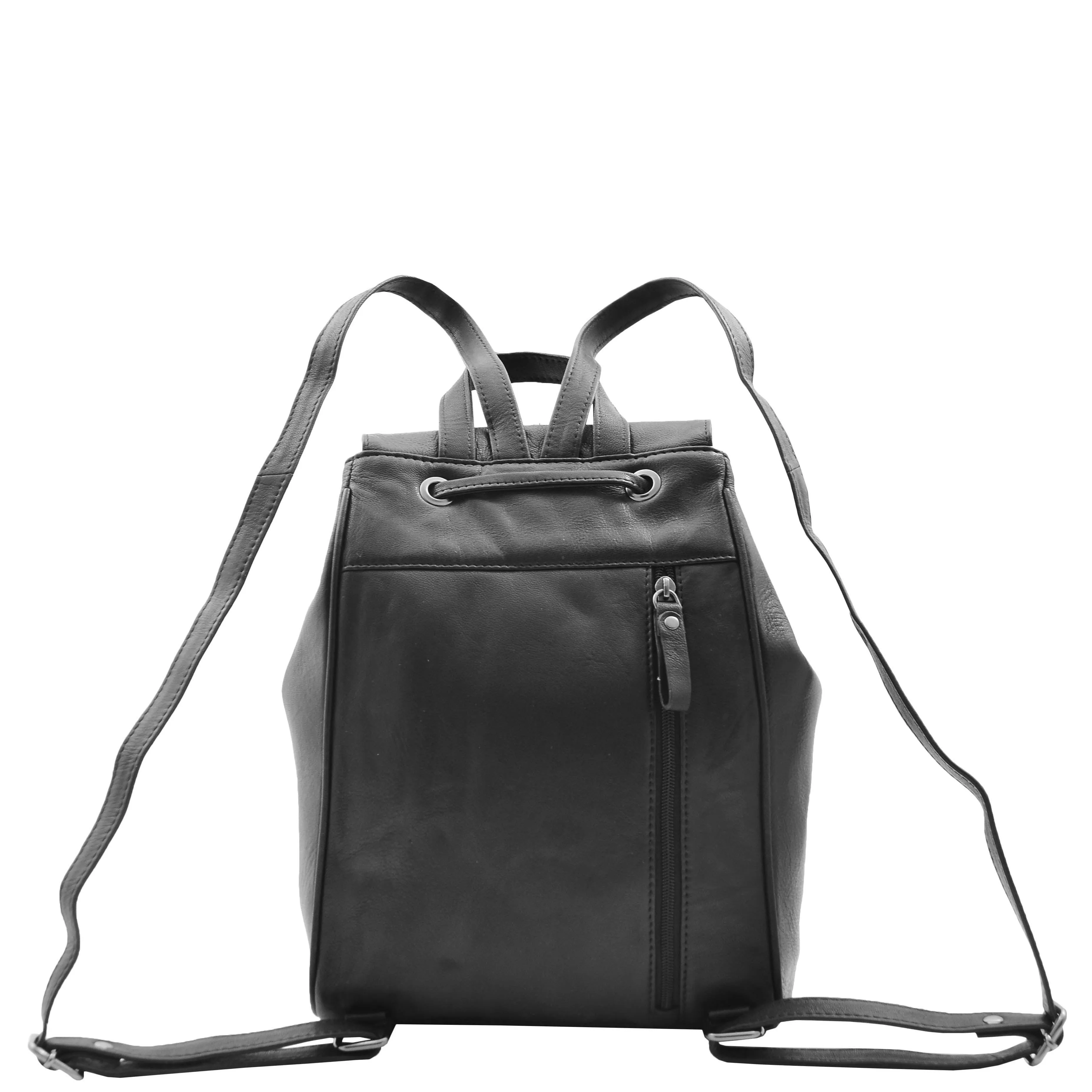 Real Leather Classic Travel Backpack HOL841 Black