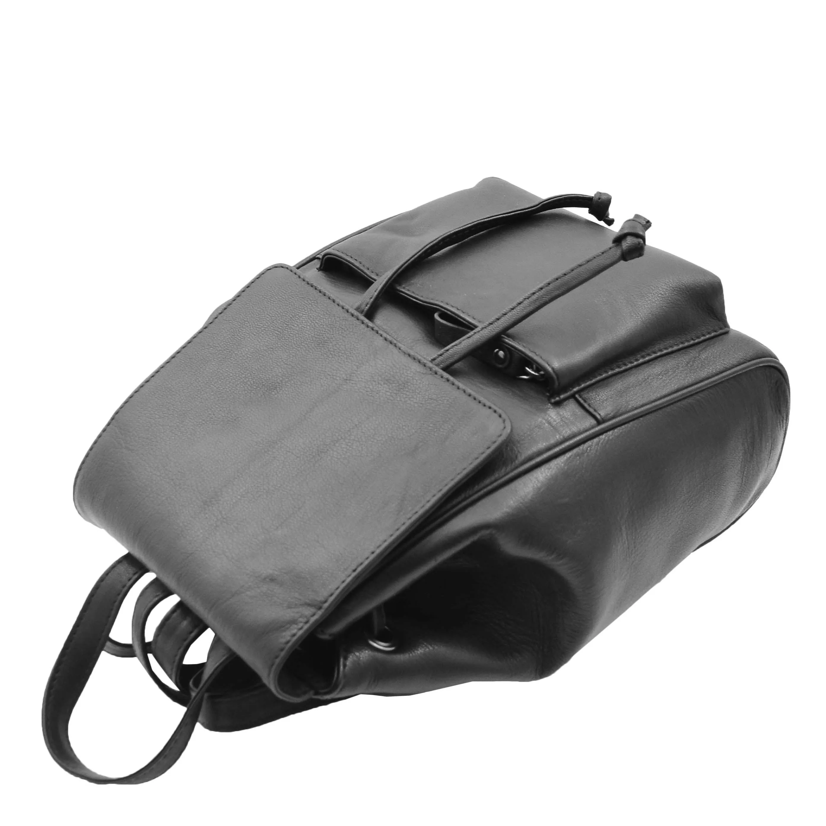 Real Leather Classic Travel Backpack HOL841 Black