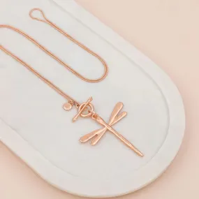 Rose Gold Matt Dragonfly Necklace