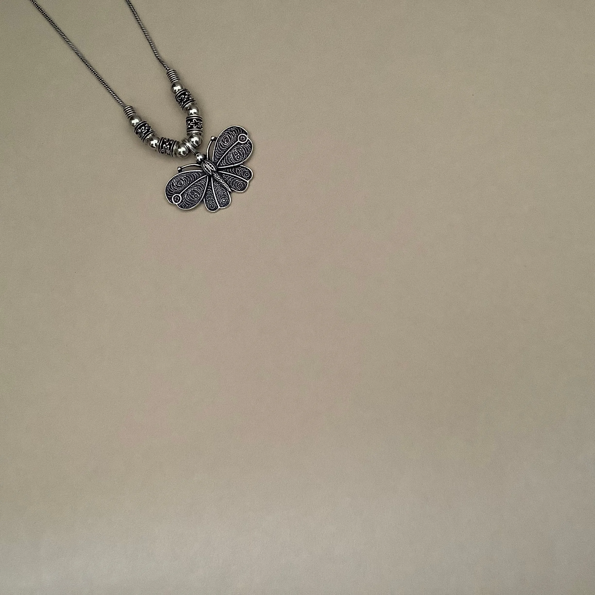 Salvanity German Silver Butterfly Necklace