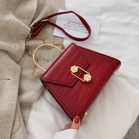 Stone Pattern PU Leather Crossbody Bag