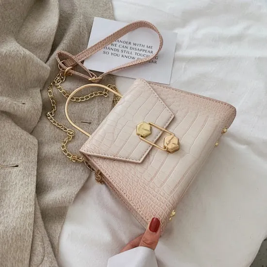 Stone Pattern PU Leather Crossbody Bag