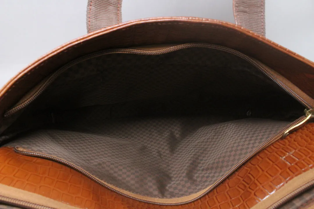 Taha Croco Genuine Leather Tan Laptop Bag THL3