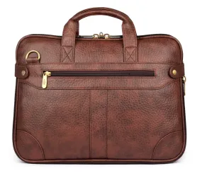 THE CLOWNFISH Royal Synthetic Leather Laptop Briefcase - | Laptop bag | Messenger bag (Caramel) With 365 days warranty