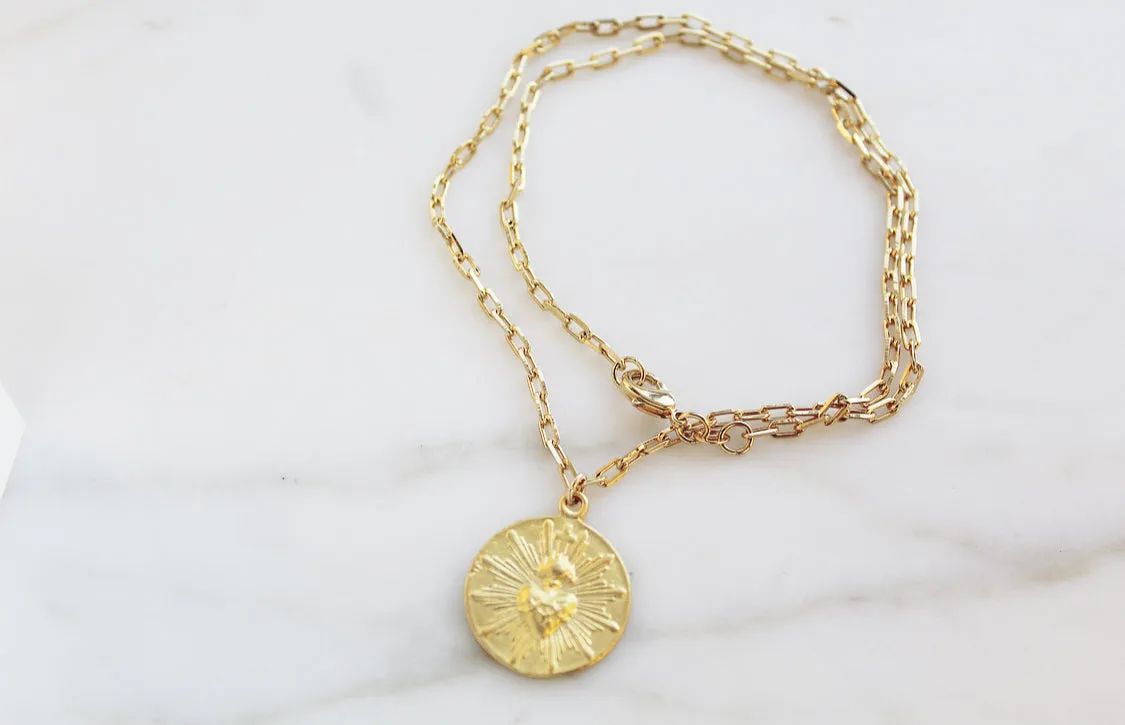 The Little Sacred Heart® Coin Paperclip Necklace