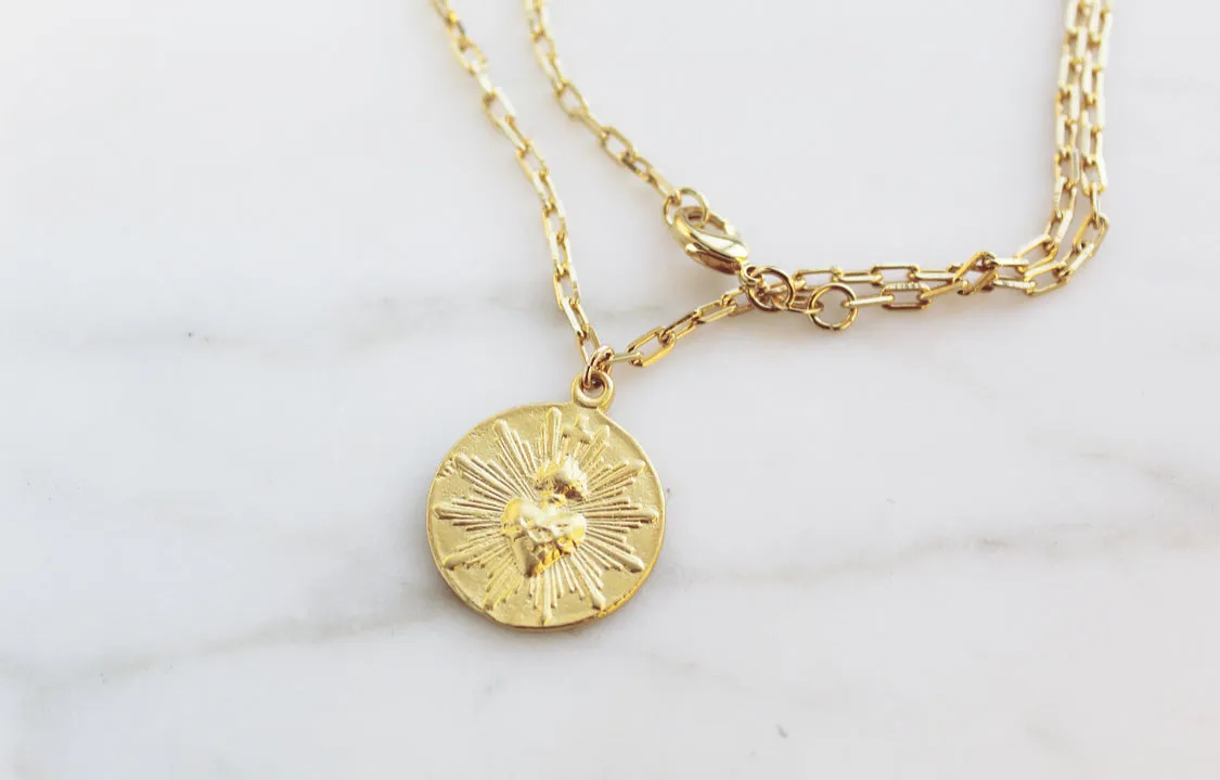 The Little Sacred Heart® Coin Paperclip Necklace