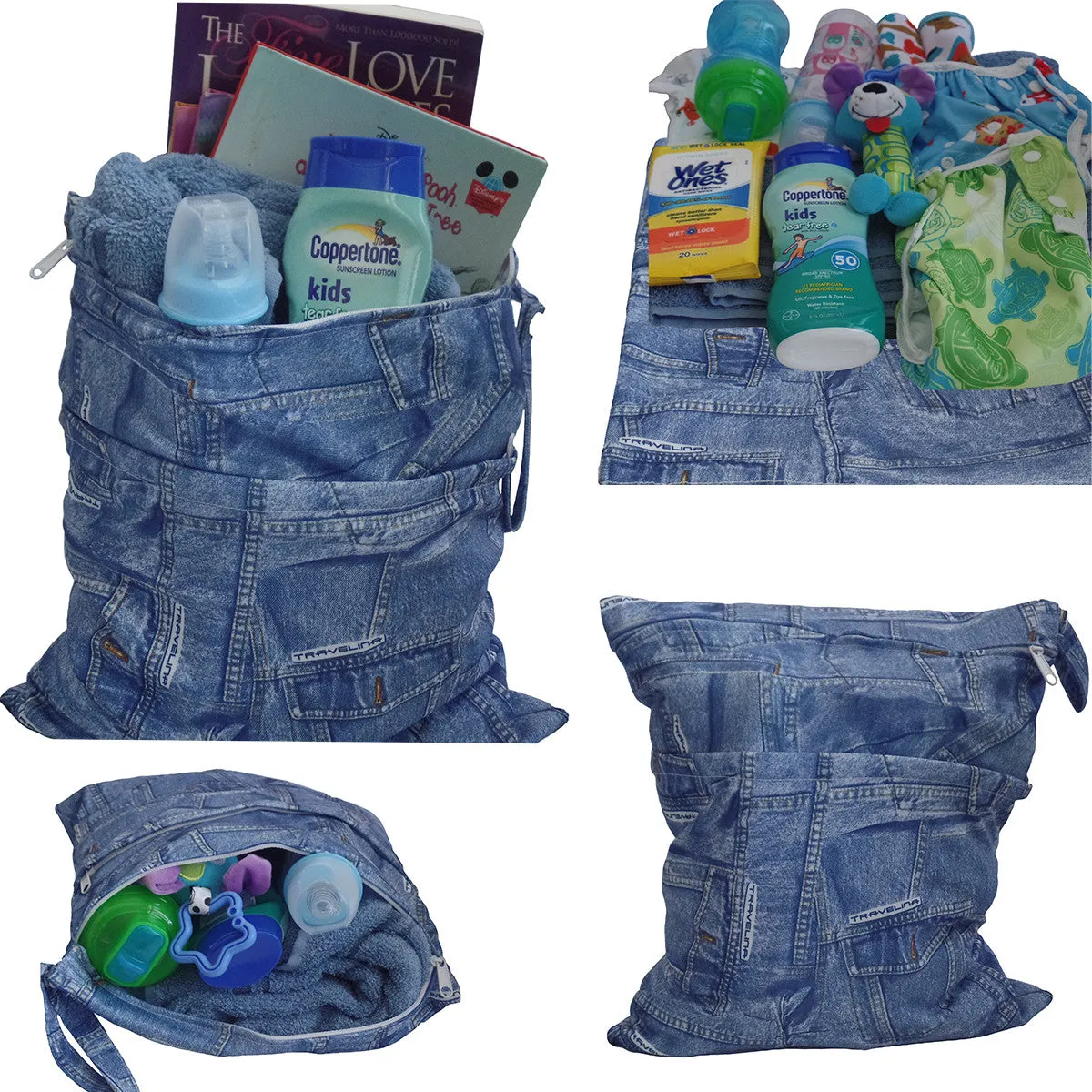 Waterproof Double Zipper Wet Dry Reusable Diaper Bag