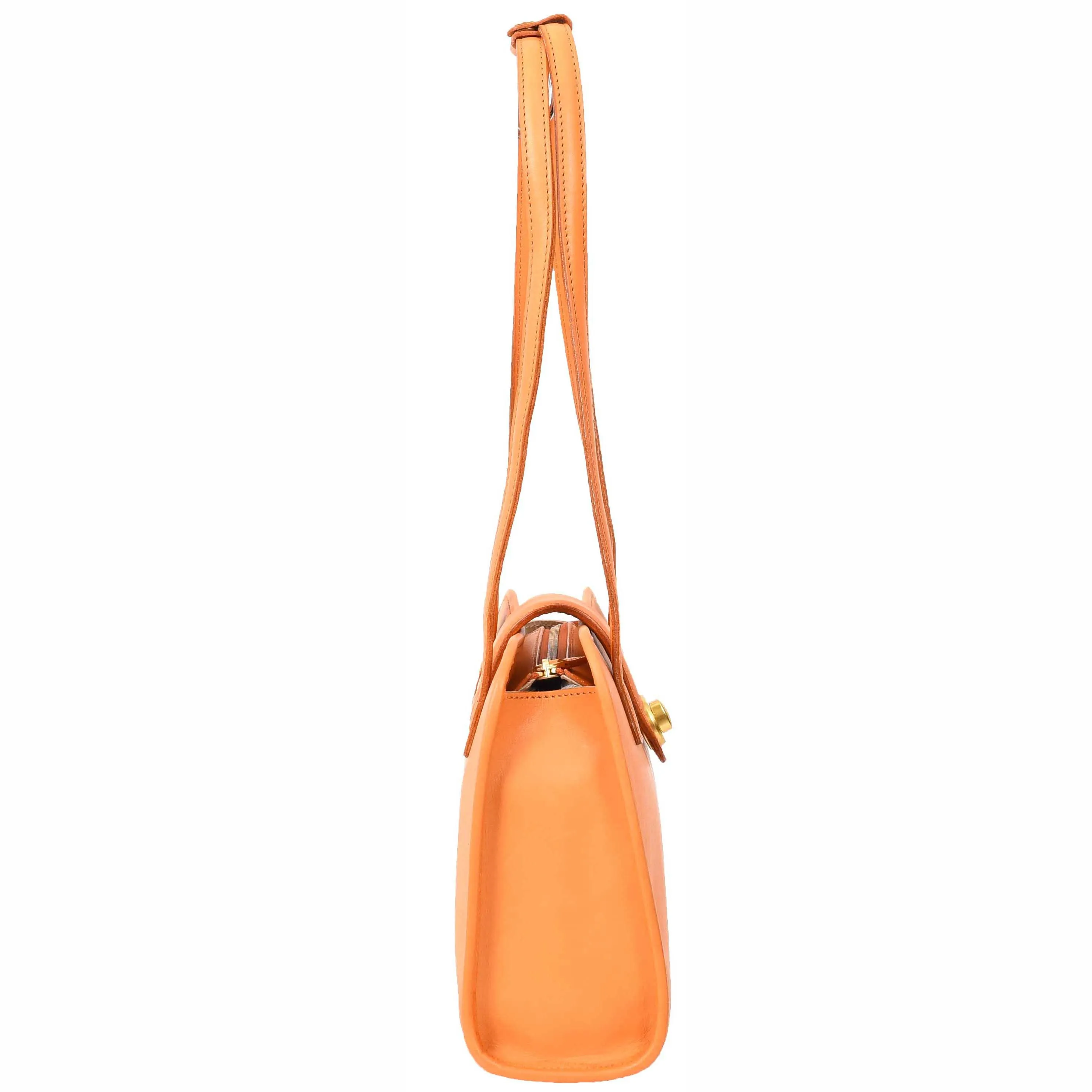 Womens Tote Leather Bag Small Size Trendy Handbag HOL833 Tan