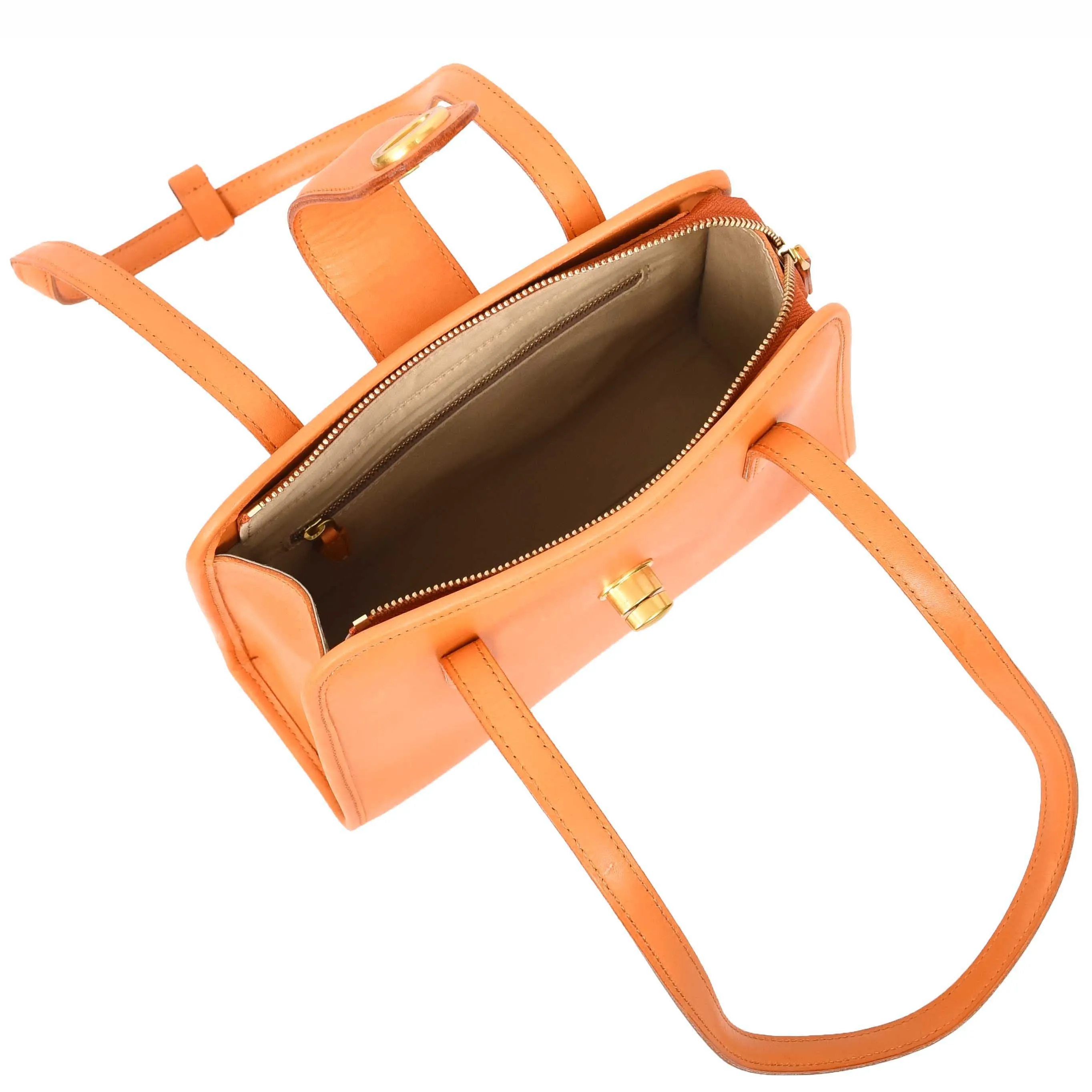 Womens Tote Leather Bag Small Size Trendy Handbag HOL833 Tan
