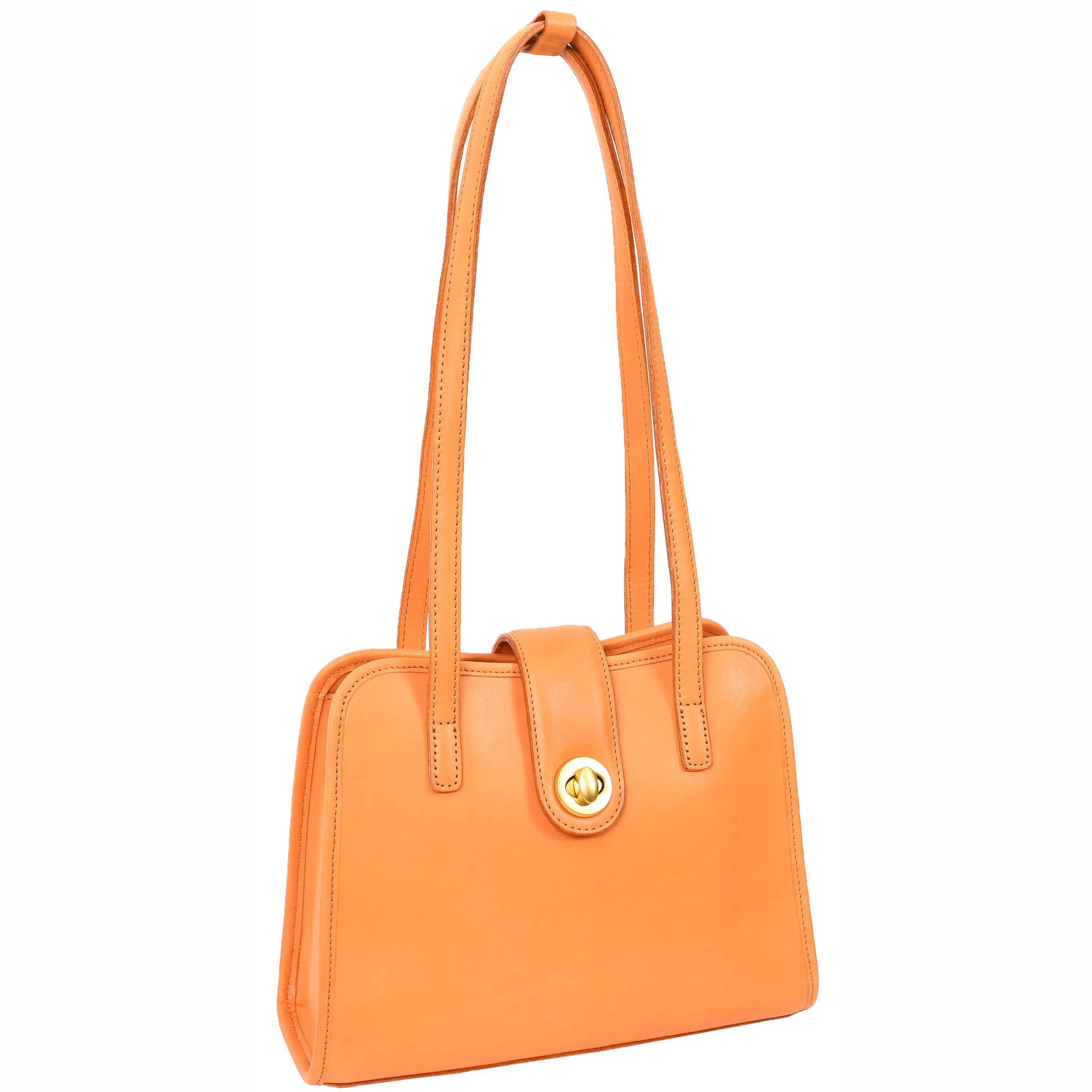 Womens Tote Leather Bag Small Size Trendy Handbag HOL833 Tan