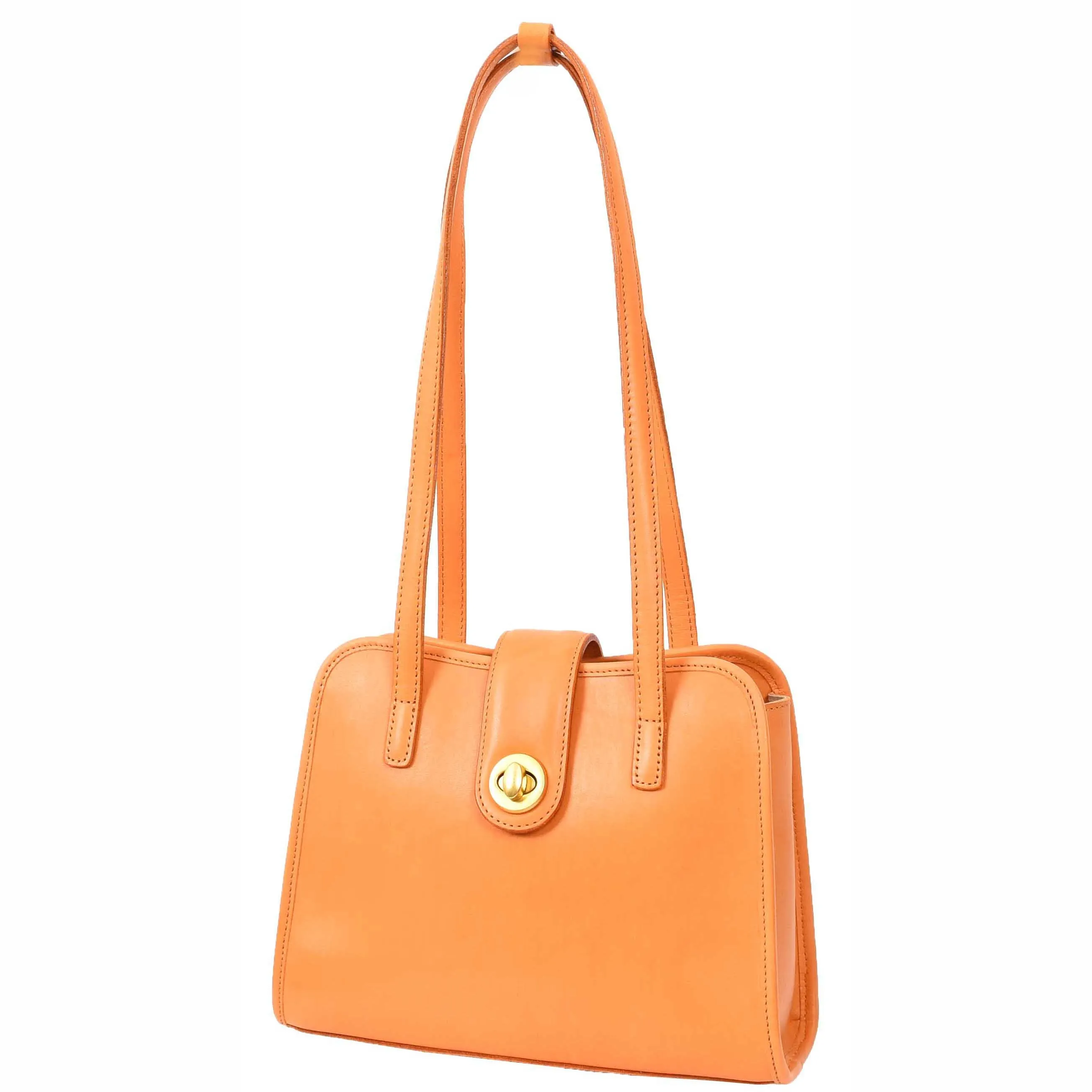 Womens Tote Leather Bag Small Size Trendy Handbag HOL833 Tan