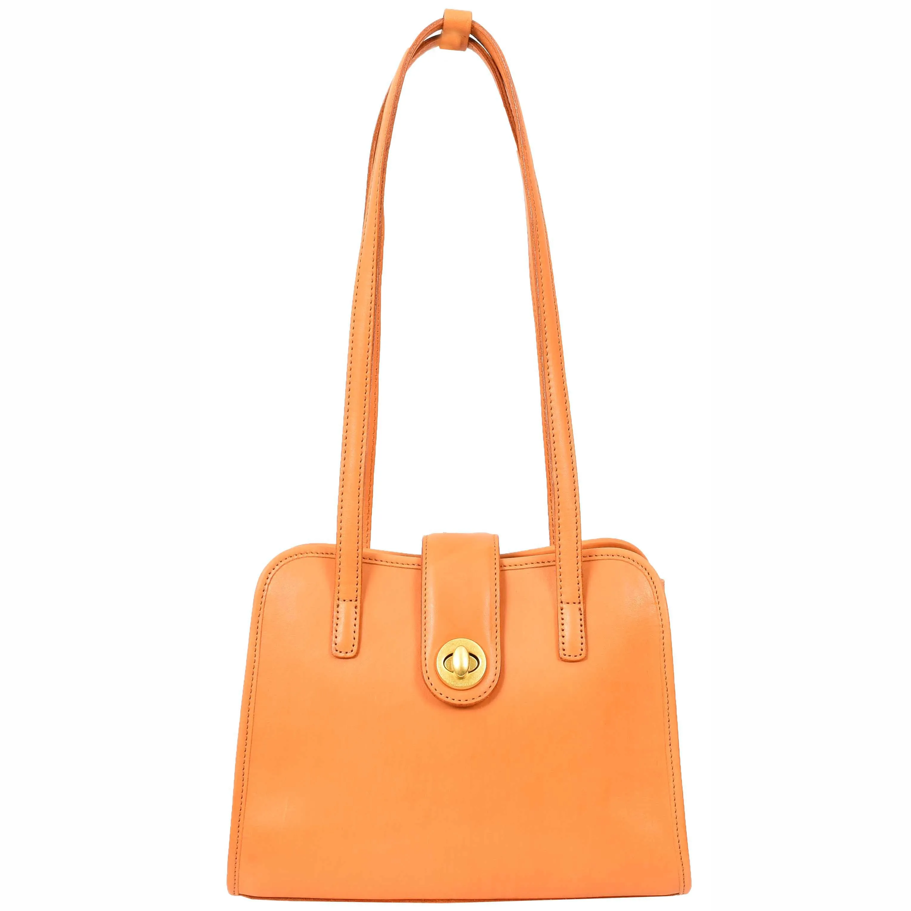 Womens Tote Leather Bag Small Size Trendy Handbag HOL833 Tan